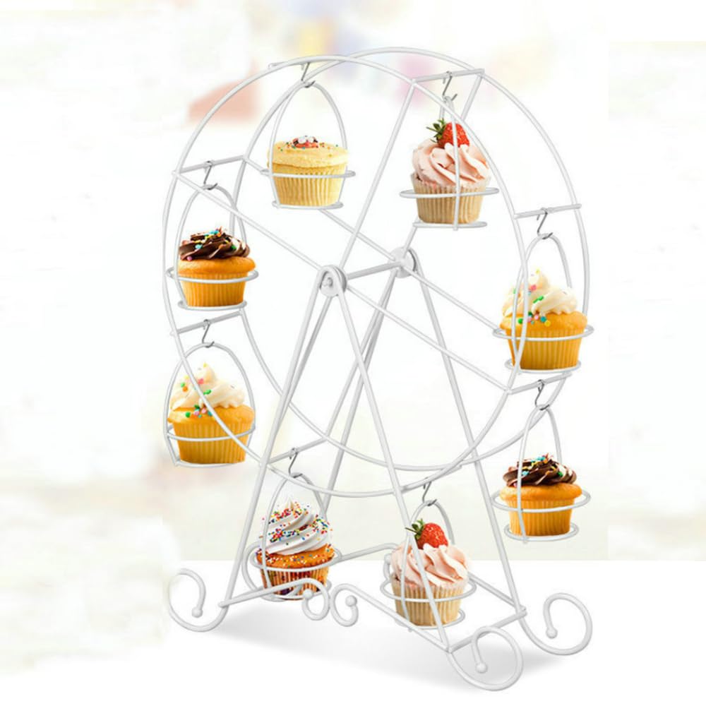 Wisecoco Alzata Per Cupcake, Espositore Per Dessert, Alzata Per Cupcake con Ruota Panoramica 8 Tazze Porta Espositore Per Dessert, Per Ristoranti Negozi di Dolci Festa a Tema