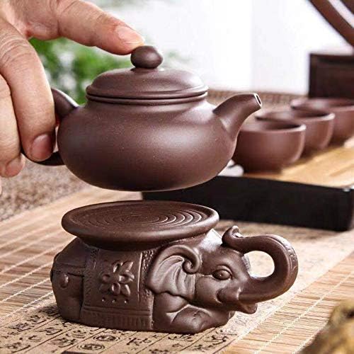 Miniatura 3 de Almohadilla de tetera hecha a mano, soporte para tetera de elefante chino Yixing, Zisha Kung Fu de cerámica morada para té de arena, juego de té de