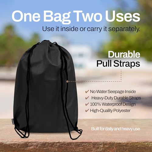 Image of MUTMAIN Full Bag Cover Waterproof rain Cover for Backpack 20L to 50L with Storage Pouch, Drawstring Bag Design, All Side Covered Bags for School, Laptop, Travel and Camera with Shoulder Strap (Black)