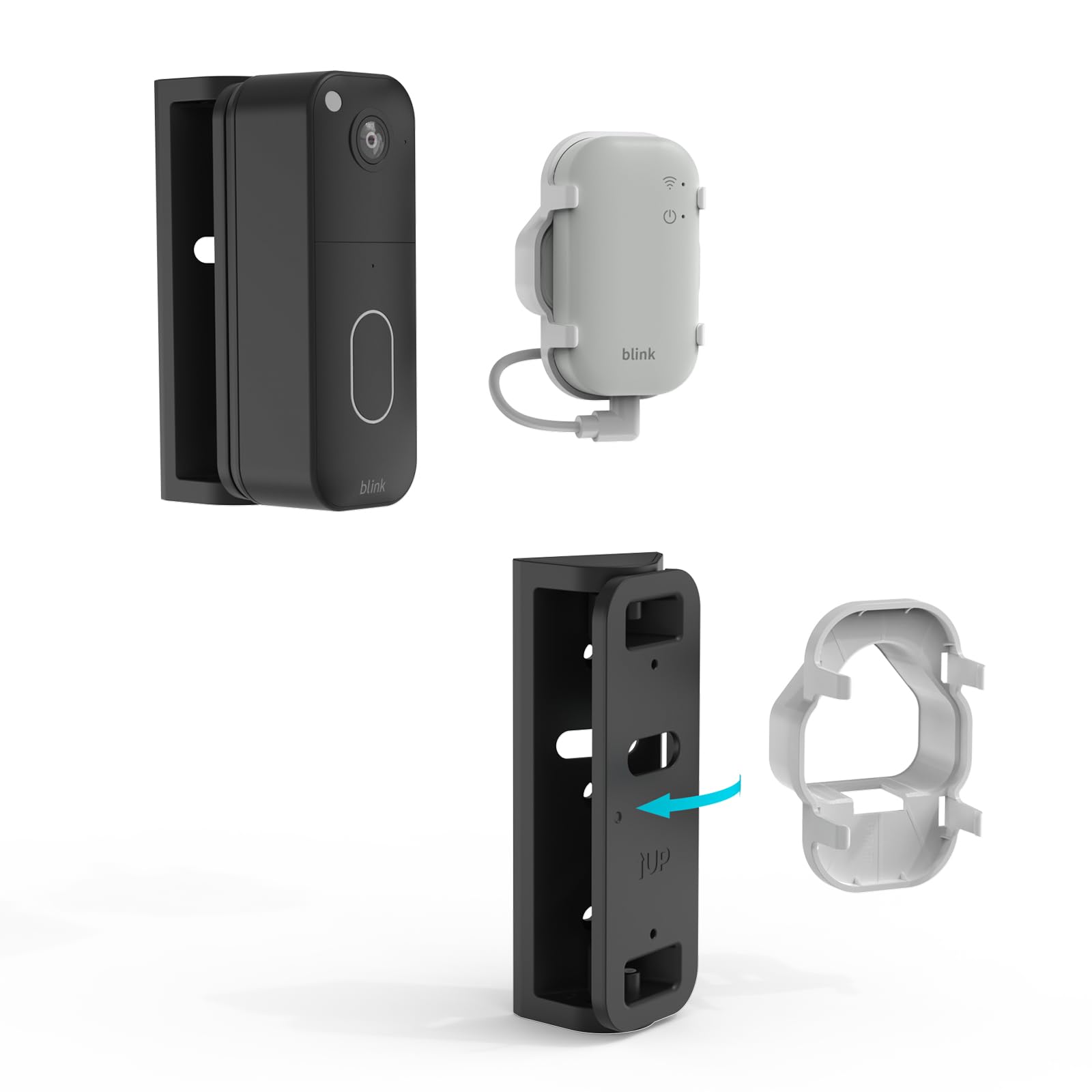 TIUIHU Blink Doorbell Mount, Adjustable Angle (0-45 Degrees Tilt) for New Blink Video Doorbell (2nd Gen), Outlet Wall Mount for Sync Module Core - with Short USB Cable, Black
