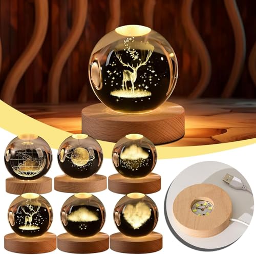 Image of UCRAVO 3D Crystal LED Night Light with Rain Cloud Model and LED Lamp Base