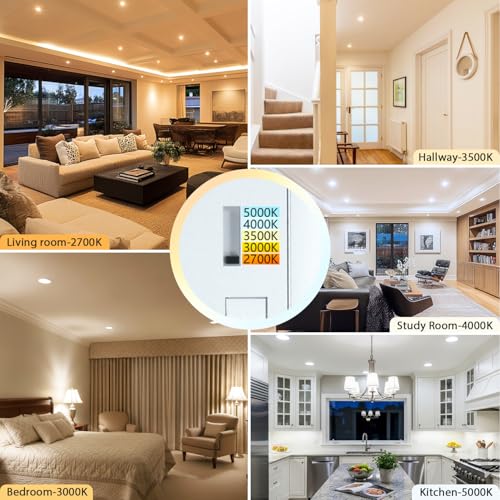 LVWIT 12 Pack Recessed Ceiling Light 6 inch, 1200LM High Brightness, 0-100% Dimmable Canless Wafer Downlight, Yellow to Day White 5 CCT Selectable by LVWIT - Used condition - Image 2