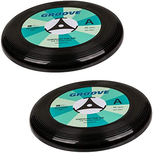 marion10020 Wurfscheibe Sport Spiel Wurf-Scheibe, Design Schallplatte, schwarz, Ø ca 25 cm, 2er-Set – Miniatur