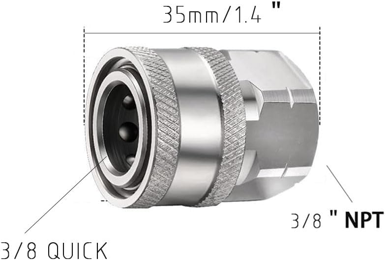3/8 NPT Quick Connect Stainless Adapter Male Female for Pressure Washer gun hose (1 piece)
