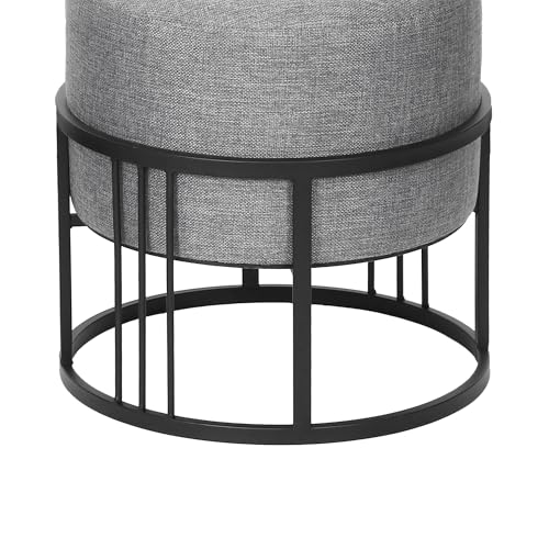 Lot 2 Poufs/Table empilables gris clair 38 cm en.casa