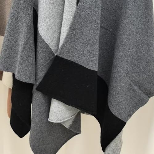 Elegante capa de punto tipo chal sofisticado poncho cálido invierno 3