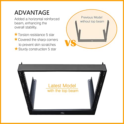 Riveco 8U Desktop Rack For Network & Audio 19 Inch 2 Post Open Frame Cabinet With Reinforced Beam, Free Standing Racks For It Server Music Recording Studio Av Equipment #TOP3