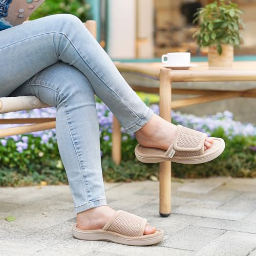 Garonne Women's Adjustable Wrap Open-toe Slippers with Memory Foam, Summer House Shoes for Women2