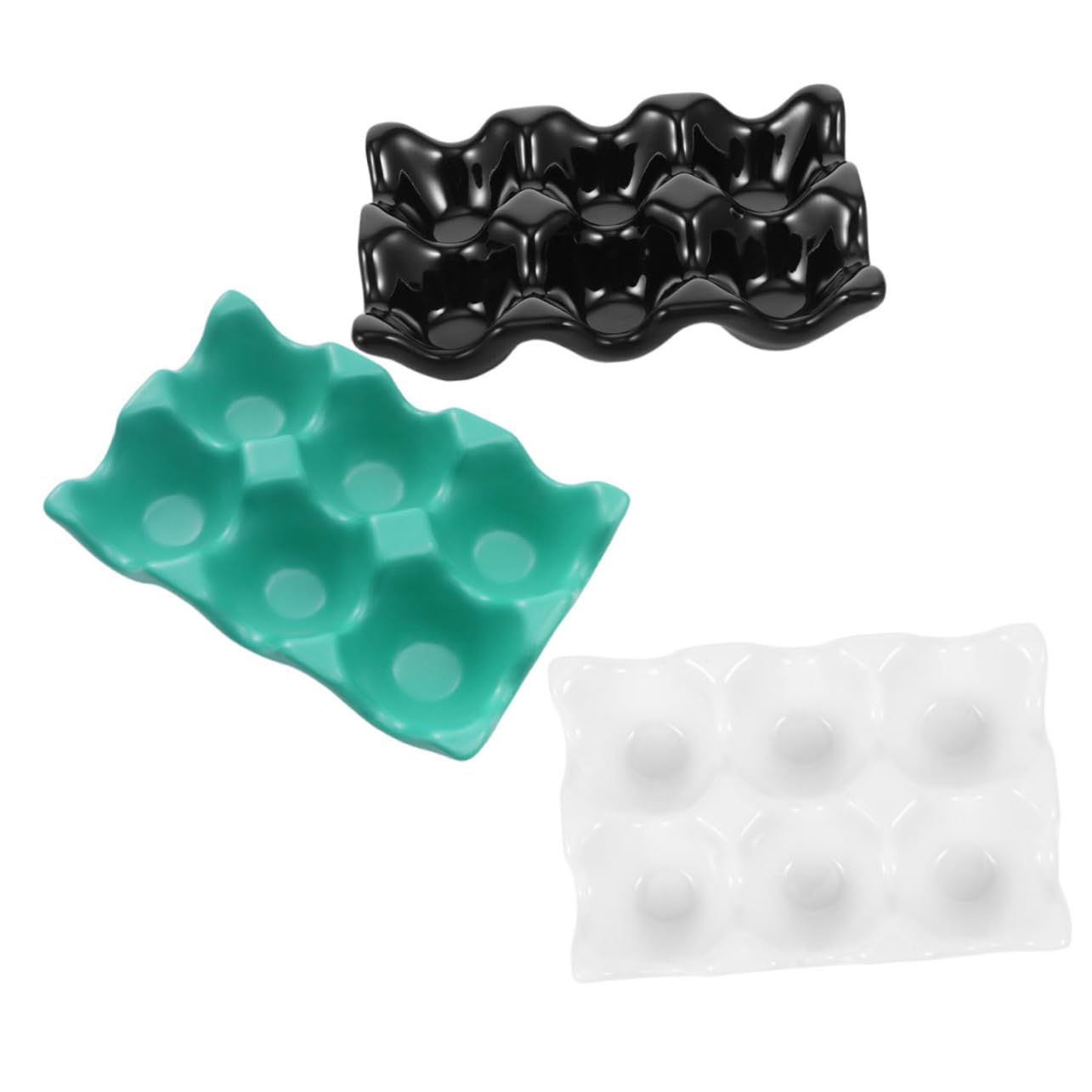 BRIGHTFUFU 3pcs Eggs Ceramic Egg Tray Ceramics Egg Storage Holder Ceramic Egg Storage Rack