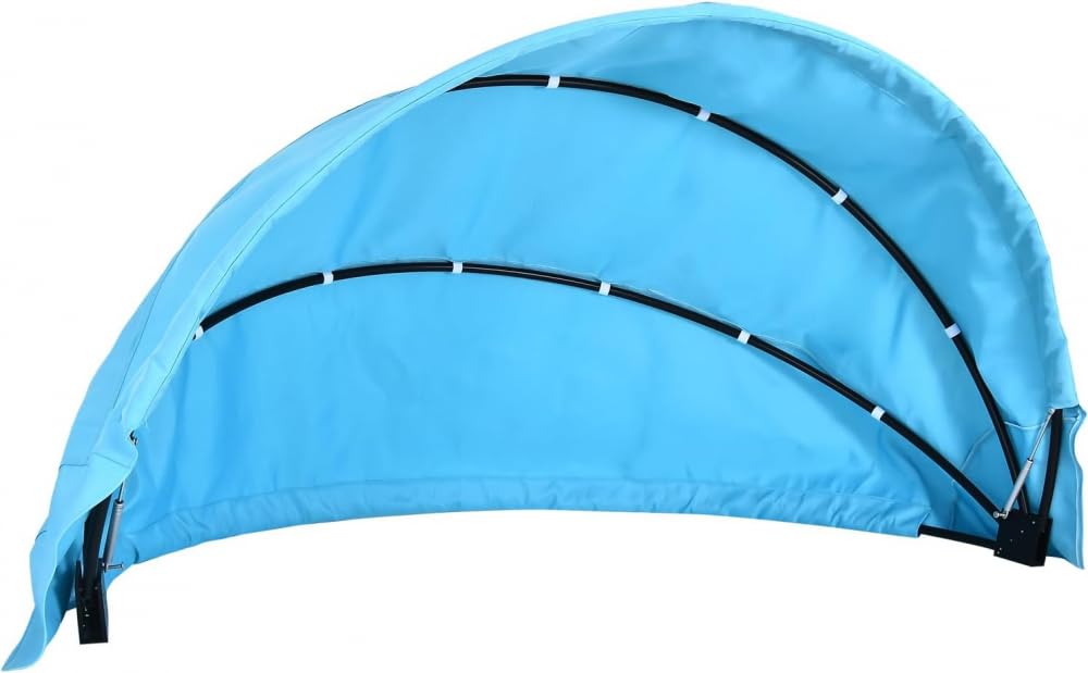 Toldo redondo fácil de poner para tumbonas de 167.6 cm al aire libre, toldo de repuesto sin esfuerzo para tumbonas de mimbre, no necesita herramientas, elegante actualización azul para comodidad al