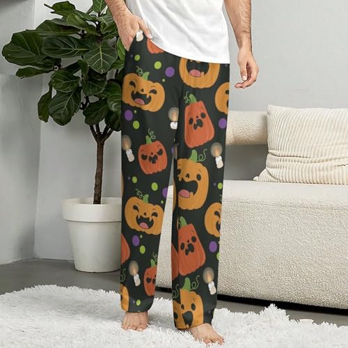 Halloween Pumpkin Men Pajama Pants Print Drawstring Casual Lounge Pant3
