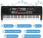 M SANMERSEN Piano pour enfants, piano clavier 61 Clés Pianos claviers avec LED Affichage Microphone Dual Speakers AUX-in Jack Music Book Bracket Jouets de piano pour 3-12 ans Vieux garçons filles