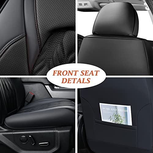 Coverado Dodge Ram Car Seat Covers Front 2Pcs, Waterproof Leather Truck Seat Covers Custom Fit For 2002-2023 Dodge Ram 1500 2500 3500 Limited Laramie Big Horn Crew Double Cab Quad Cab (Black) #TOP2