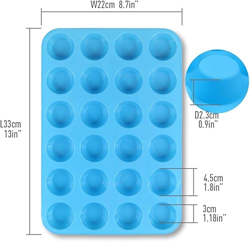 Miniatura 7 de Molde de silicona para magdalenas, molde para magdalenas, 24 tazas, moldes de silicona para hornear muffins de huevo de grado alimenticio,