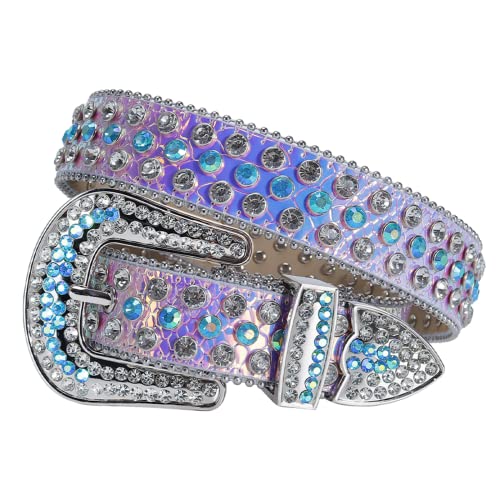 Rhinestone Belt for Men Women, Western Leather Belts Sparkle, Cowgirl Cowboy Shining Diamond Studded Belt for Jeans