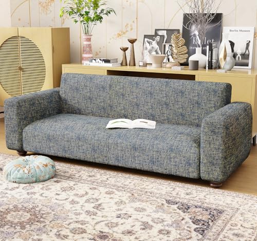 Image of Lukzer 4 Seater Yellow Lining Design Universal Sofa Cover | 360 Fully Covered Anti-Slip Washable Couch Cover Protecter | 140 GSM Stretch Fit Polyester + Spandex Slipcover (230-300cm /SC-025-04)