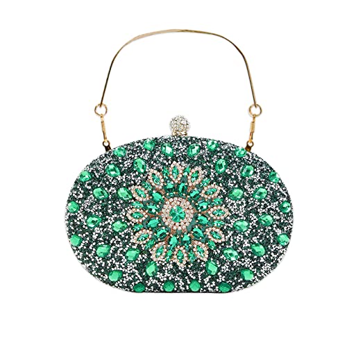 Imagen de CORIOS Bolso de Fiesta para Mujer Bandolera de Noche Pequeña Diamantes de Imitación Clutch Elegante de Hombro para Fiesta de Graduación Banquete Boda Verde