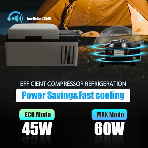 Image of Alpicool Y19E Portable Fridge 12 Volt Car Refrigerator 21Quart Freezer for Fishing, Camping, RV, Truck, Boat-12 /24V DC(Grey&Black)