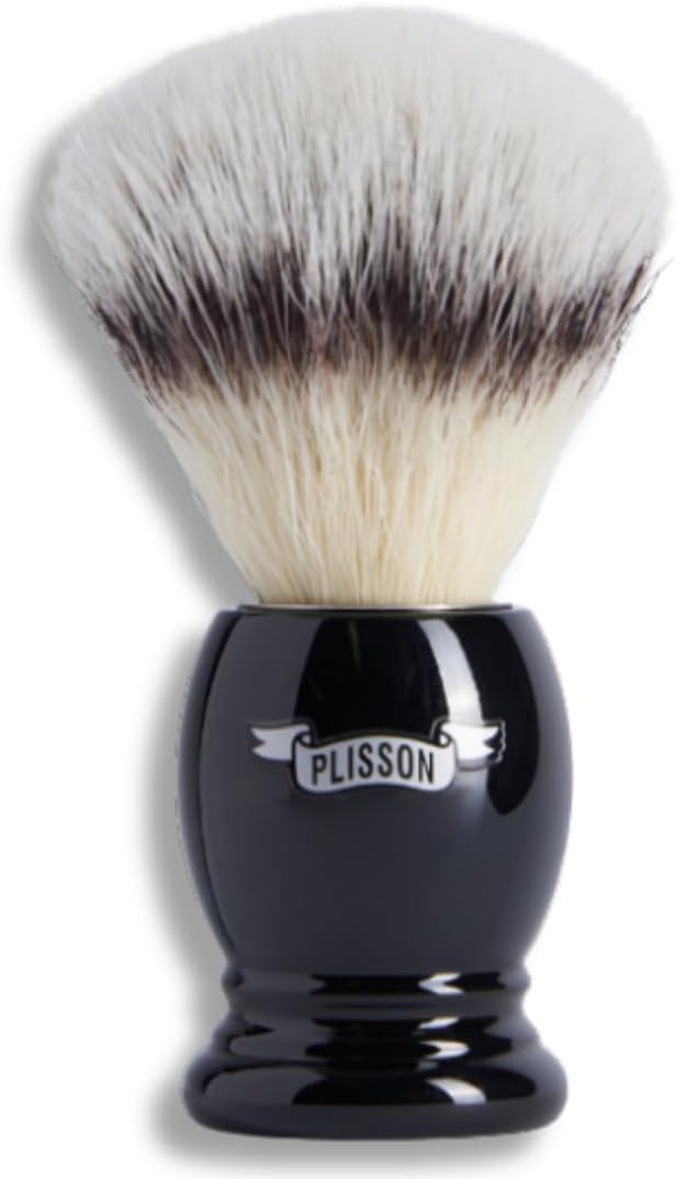 Plisson - Blaireau de Rasage Essentiel Fibre "Blanc Haute Montagne" - Blaireau Traditionnel de Haute Qualité - Manche en Acétate - Taille 12 Standard - Fabrication Française
