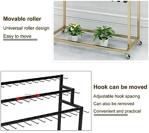 Floor Standing Belt Hanger Retail Store Display Stand,Metal Men Closet Belt Storage Holder,Modern Ties Scarf Rack Shawls Purse Shelf Umbrella Organizer,for (Gold-80x40x150CM