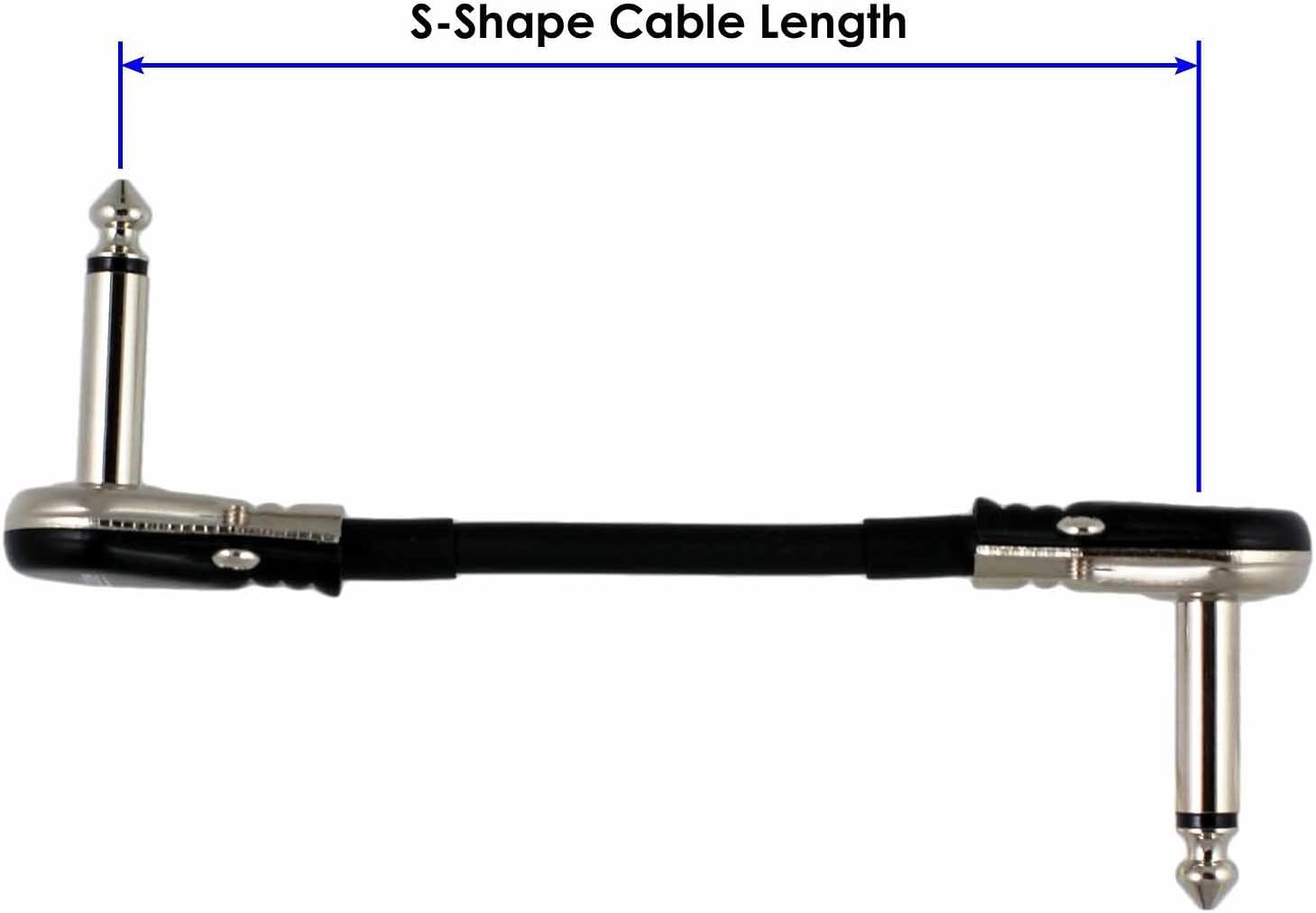 2-Pack 2 Ft S-Shape Castline Silver Mogami 2319 Guitar Pedal Board Patch Cable TS Low Profile Pancake Connector