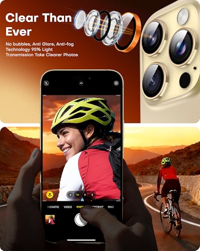Image of TOCOL for iPhone 14 Pro Max Camera Lens Protector /iPhone 14 Pro Camera Lens Protector Tempered Glass HD Individual Scratch Resistant Cover Accessories Case Friendly 2 Pack(Orange)