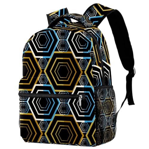 Sac à dos d'école fille garçon adolescent avec grand compartiment losange multicolore