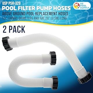 U.S. Pool Supply Above Ground Pool Hose Replacement 1.5" Diameter x 20" Long, Pack of 2 - Compatible with Intex Pool Filter Pump Hoses, Sand Filters, Saltwater Systems with 1,500 to 2,500 GPH