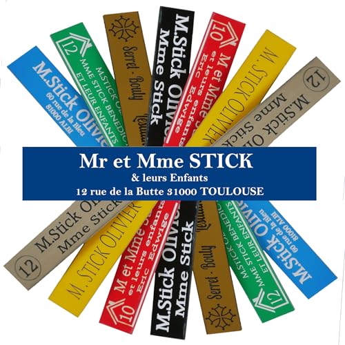 Plaque nom boite aux lettres PVC 10x2,5 cm - Plaque boite aux lettres personnalisable 3 lignes & Logo [ Etiquette boite aux lettres ]