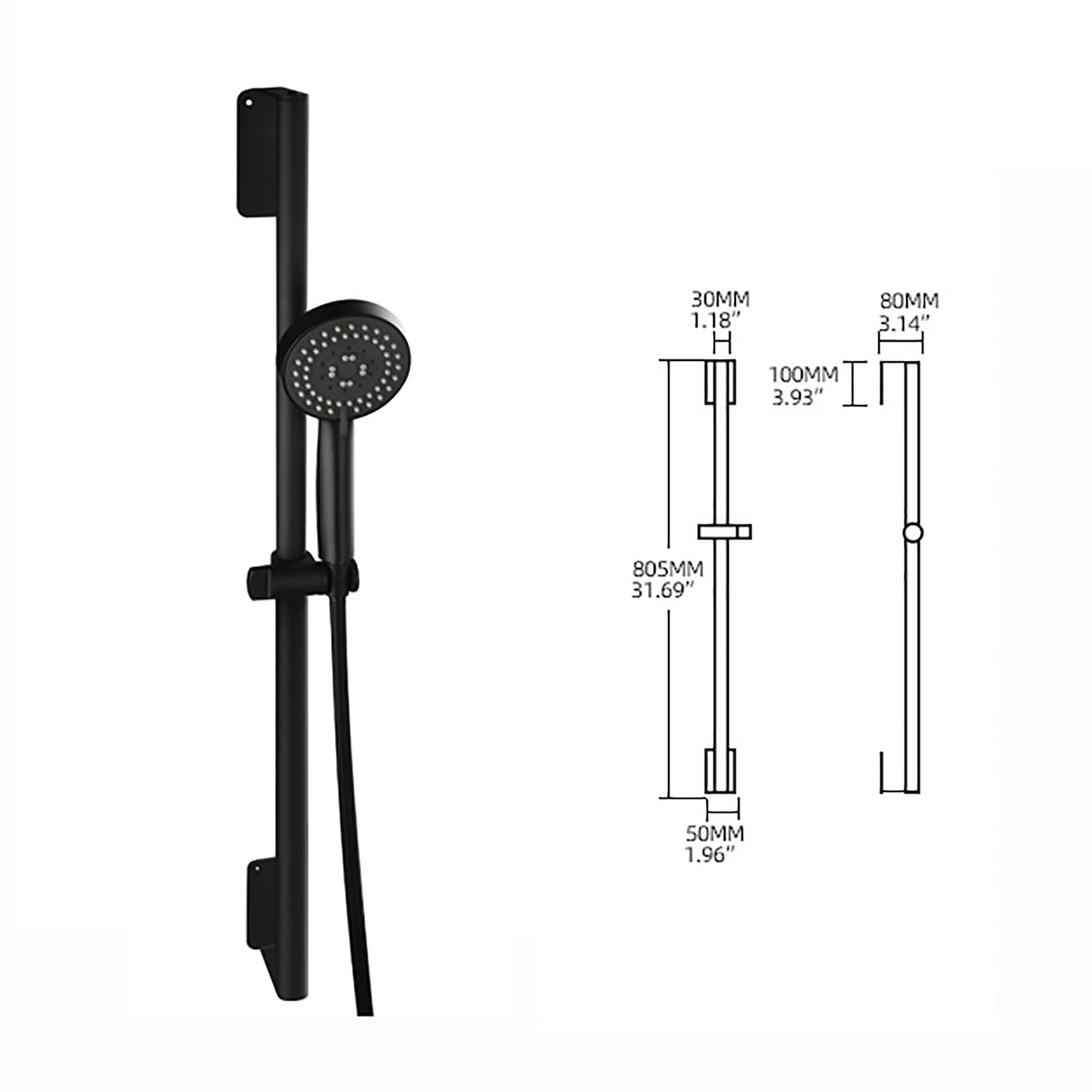 Asta Doccia Nero Saliscendi Doccia 304 Acciaio Inox Asta Doccia Saliscendi da Parete Regolabile Saliscendi per Doccia Completo con 5 Funzioni Doccetta, Supporto Regolabile, Tubo 150 cm