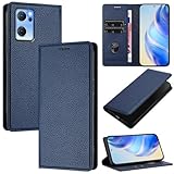 xinyunew Handyhülle für Oppo Reno 7 5G/Find X5 lite Hülle, Klapphülle Premium Lederhülle Klappbar Flip Hülle Tasche Magnet Kartenfach Standfunktion Klapphülle Schutzhülle, blau
