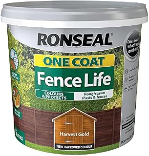 Ronseal RSLOCFLHG5L One Coat Fence Life, Harvest Gold, 5 Litre