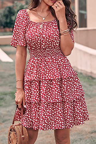 Image of PRETTYGARDEN Women's Summer Floral Ruffle Short Dress