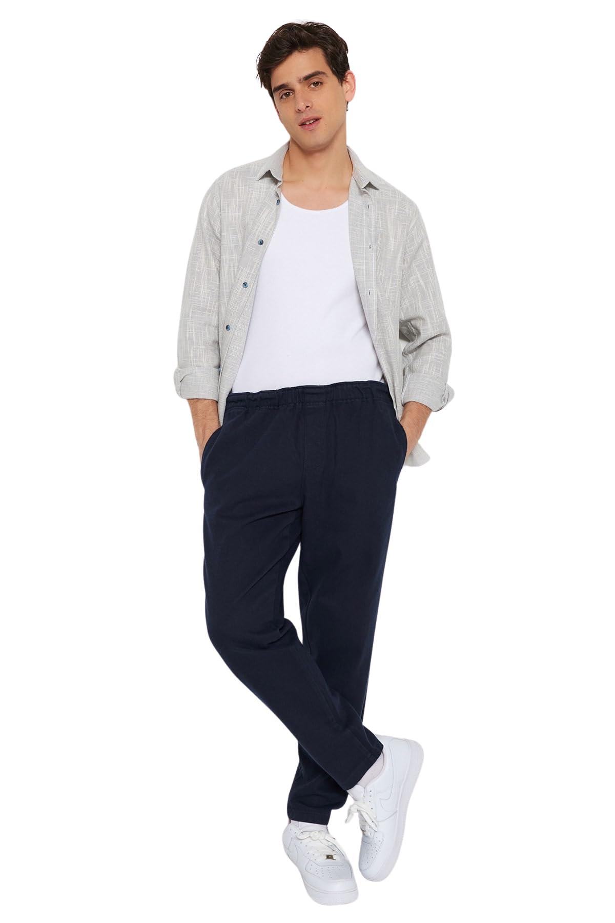 Trendyol Herren Navy Gerade Regulär Nor Taille Hose