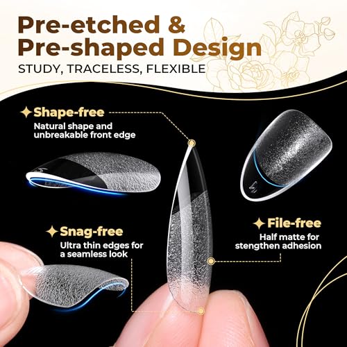 Image of UNA GELLA Short Oval Almond Fake Nails 504pcs Press on Nails Pre-shape Short Almond Round Gel Nail Tips for Full Cover Acrylic False Nails For Nail Extension Home DIY Salon 12 Sizes False Gelly Tips