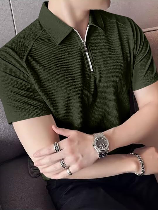 Image of GRECIILOOKS Tshirt for Man | T Shirt for Mans | Mens Tshirts | Polo T- Shirt for Mens | Half Sleeve Polo Neck Tshirt for Men (Available in Plus Sizes)