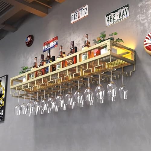 Casier à vin mural LED avec support de verre inversé et étagères - 3
