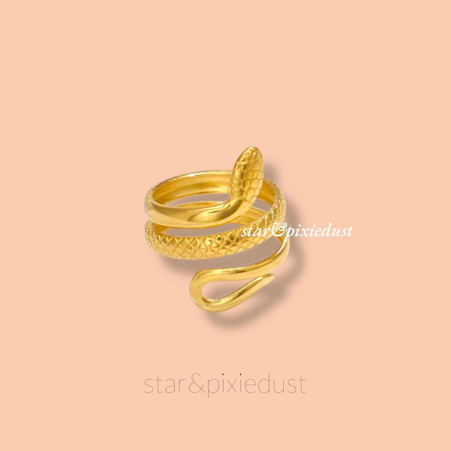 Star & Pixie Dust 18K Gold Plated Snake Ring for Women – Adjustable Serpent Wrap Ring, Hypoallergenic Stainless Steel, Bold Statement Gift for Her - Image 7