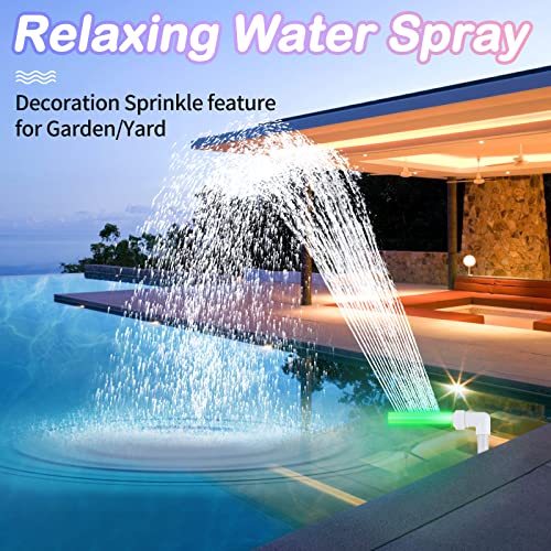 Klleyna Led-Green-Light Swimming Pool Water-Fountain - Above/Inground Pool Accessories Waterfall Cooling Spray, Outdoor Decor Water Feature, Pump Return Outlet Sprinkle Nozzle,Garden Yard Pond Aerator #TOP4