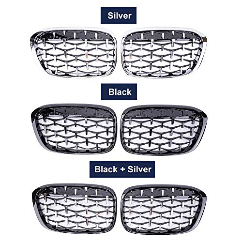 BTFWM Geetha Car Diamond Front Grille Racing Grill, for BMW, for X1 F48 F49 2016 2017 2018 2019 Meteor Style Grills Car Styling Parts Bumper Cooling Grille (Size : Black And Silver) - Image 5