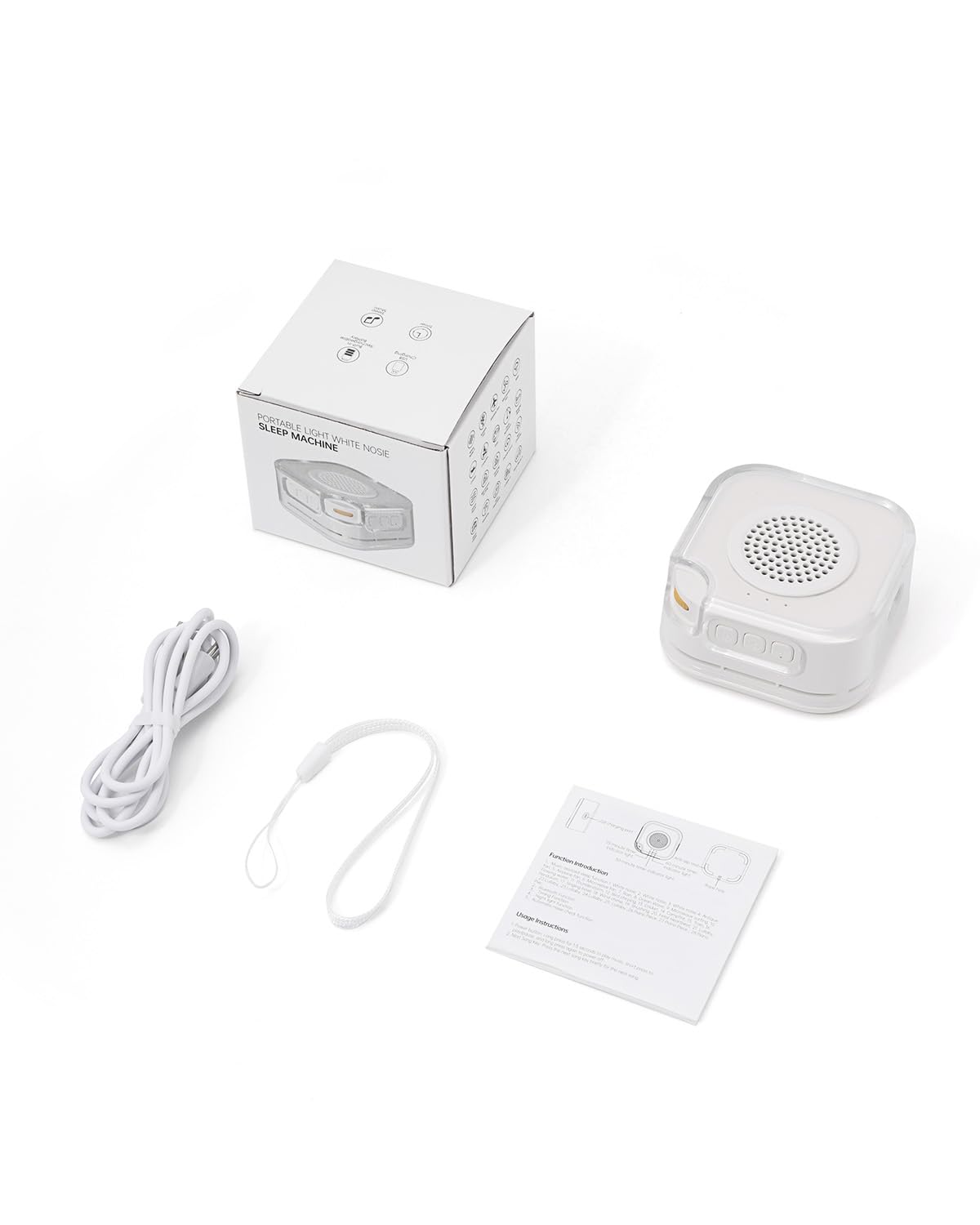 White Noise Machine Baby, biały szum z 28 dźwiękami, 3 jasności, ciepła biel, funkcja wykrywania szumów, timer, ładowanie przez USB, głośnik Bluetooth dla dzieci i dorosłych