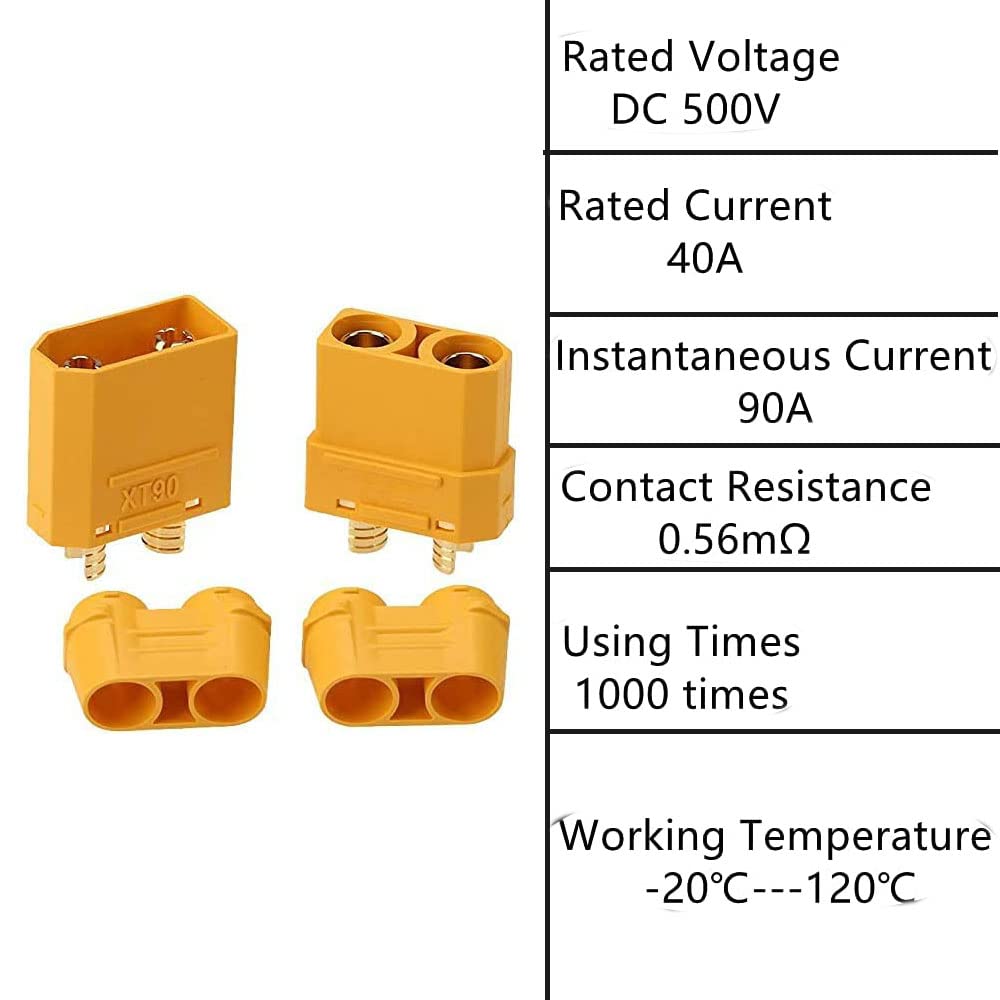 10 szt. 5 par wtyczek XT90 Plug, XT90 męski złącze żeńskie, XT90H wtyk do baterii RC Lipo Battery Helicopter Quadcopter (5 szt. XT90H Plug + 5 szt. gniazdo XT90H)