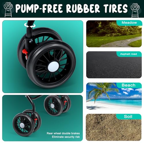 Hundebuggy bis 15 kg Klappbar – Faltbarer Hundewagen mit Netzfenster, Bremsen & Getränkehalter – Katzenwagen für Kleine Hunde und Katzen