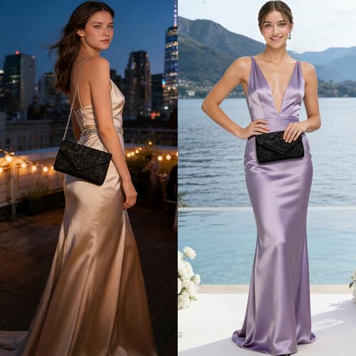 Image of 2026 Lace Embroidered Clutch Dressy Purse Envelope Evening Bag