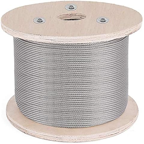 3/16 Inch 7x19 Stainless Steel Aircraft Cable Reel 500FT Stainless Steel Cable T316 Wire Rope for Garage Doors Winches and Tie Down Applications(500FT) Cover