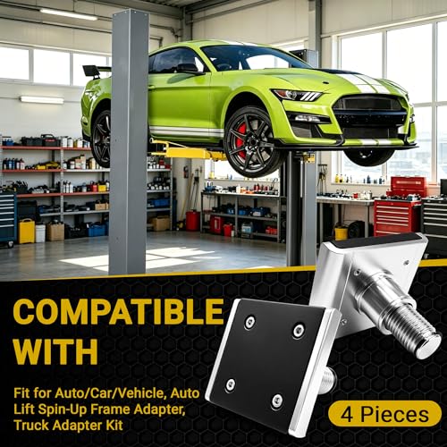 JL JiveLum 4 Pack Auto Adapters for 2 Post Lift, Car Lift Truck Adapter Accessories, Galvanized Steel Spin-Up Frame Adapter with Anti-Slip Rubber Pads Compatible with KT ME Challenger Auto Lifts by JL JiveLum - Image 2