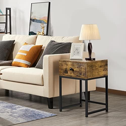 Yaheetech Bedside Tables,Nightstand Storage, End Table with Storage,for Bedroom/Entryway,Rustic Brown