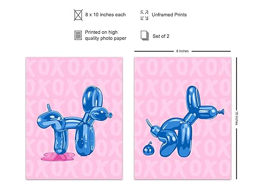 Miniatura 2 de Bathroom Decor Aesthetic Poster - funny Cute Blue Bathroom Wall Art - Mid-century modern Bathroom Accessories for Men Women, Pop-art Balloon Dog