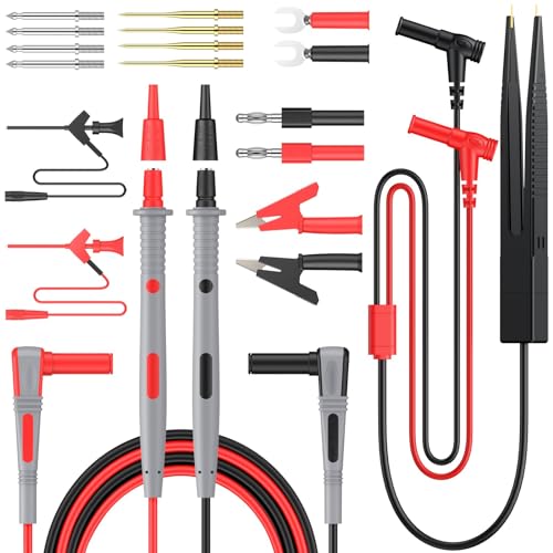 Multimètre électrique 21 en 1 avec pinces crocodile, sonde de test, pince à ressort, prise banane, voltmètre pour testeur de circuit de tension