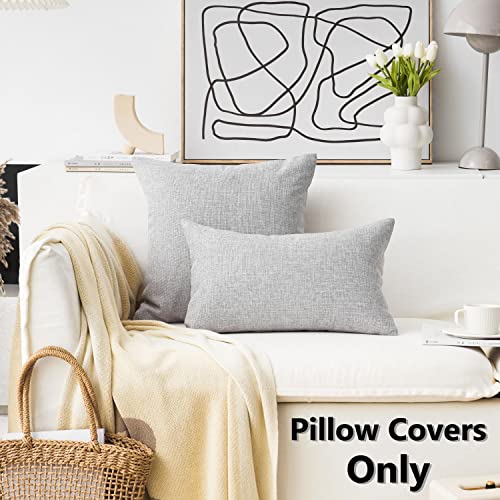Home Brilliant Set Of 2 Decoration Linen Burlap Decorative Euro Shams Couch Throw Pillows Cushion Covers, 26X26 Inch(66Cm), Light Grey #TOP1